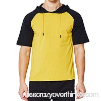 Fashion Leisure Men Stitching Two Colors Fitness Hooded T-Shirt Short Sleeve Top Black B07QGR87RG